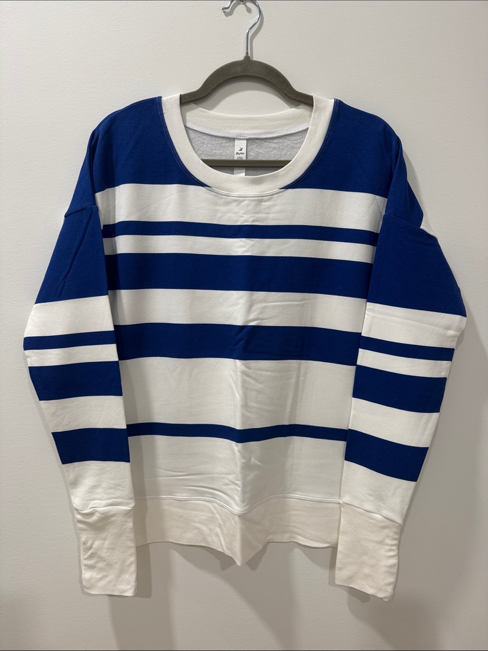 Glyder Blue and White Striped Women’s Sweatshirt